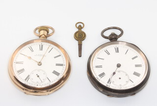 A gentleman's gold plated Waltham pocket watch with seconds at 6 o'clock together with a silver cased ditto 