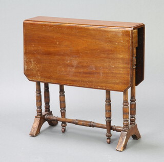 A Victorian mahogany Sutherland table, raised on turned supports 60cm h x 14cm w (some water marks)