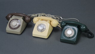 A Post Office 746F SPK 73/1 Concorde blue dial telephone, ditto grey and ditto cream (3) 