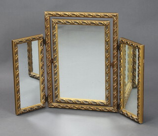 A triple plate dressing table mirror contained in a gilt frame 50cm x 71cm 