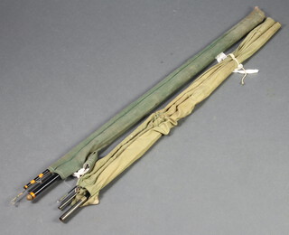 An Apollo tubular steel 3 section fishing rod and a Shakespeare 3.46m travel match rod (2) 