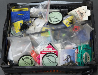 A large collection of mixed coarse fishing tackle in a black plastic tray 
