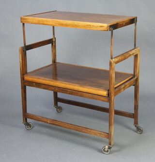 A two tier mahogany folding trolley table 94cm h x 76cm w x 45cm d 