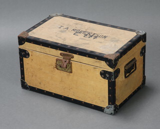 A wooden tuck box with hinged lid 28cm h x 51cm w x 32cm d 