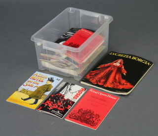 A collection of RSC Royal Opera House and other programmes contained in a plastic box 