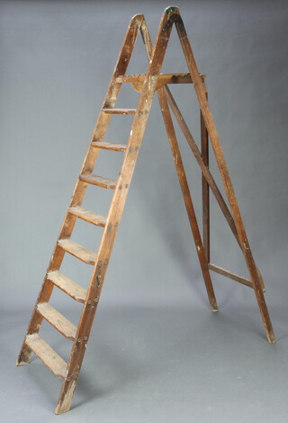 A set of 9 tread platform steps 218cm h x 61cm 