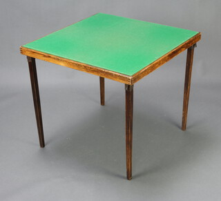 A beech framed folding bridge table 67cm h x 76cm w x 75cm d 
