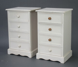 A pair of white painted pine pedestal chests of 4 drawers 75cm h x 46cm w x 38cm d 