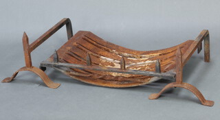 An iron fire basket complete with fire dogs 24cm h x 59cm w x 44cm d 
