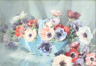 Jack Carter (1912-1992), watercolour signed Jack Carter '53, still life study of anemones 36cm h x 52cm 