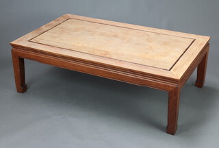 A rectangular Chinese hardwood coffee table 41cm h x 127cm w x 77cm d (top is stained and sun bleached) 