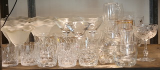 Five frosted glass sundaes, 5 cocktail glasses, 9 tumblers and minor tableware