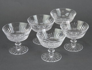 Five cut glass sundae dishes (1 chipped), 3 Edwardian champagne coups