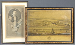 18th Century print, Kemptown Brighton, 30cm x 40cm together with an engraving by Wander Werff, portrait of Guillaume Laud 30cm x 18cm