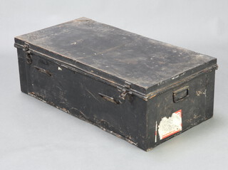 A metal uniform trunk 31cm h x 92cm w x 48cm d (some dents)