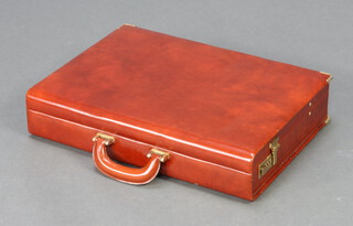 An Italian brown leather briefcase 9cm h x 46cm w x 34cm d