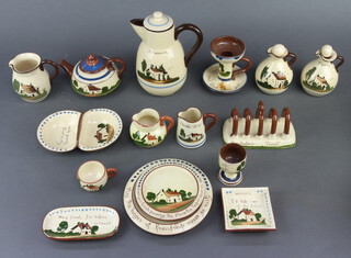 A motto ware jug and cover 20cm, a ditto teapot 10cm and a quantity of motto ware vessels