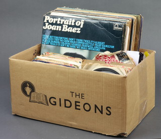 A collection of approx 30 vinyl LPS and 60 45's from the mid to late 1960's