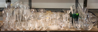 Six large wines, 5 champagne flutes, 4 champagne flutes, 6 Brandy glasses and a quantity of table glassware