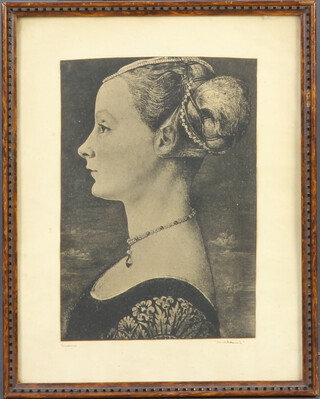 Redouta, a pair of botanical prints 33cm h x 22cm w together with a print "Portrait of a Lady" 23cm h x 16cm w