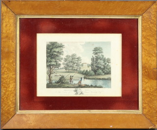 A 19th Century engraving by Walker "Braunston Hall" in a walnut frame 18cm x 23cm and other minor pictures and prints 