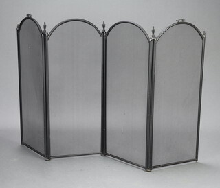A steel and mesh arched 4 fold spark guard 81cm h x 123 cm w