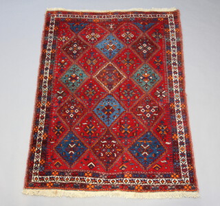 A red, blue and green ground Persian Afshar rug 201cm x 152cm 