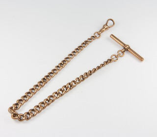 A 9ct yellow gold Albert with T bar and clasp 10.9 grams 