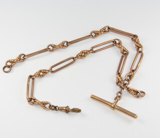 A 9ct yellow gold Albert with T bar and clasp 29 grams 
