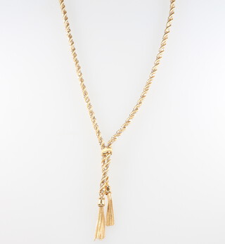 A 9ct yellow gold and white metal necklace, 41cm, 20 grams 