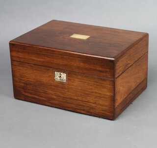 A Victorian rosewood mother of pearl trinket box with hinged lid, the base fitted a drawer 16cm h x 30cm w x 23cm d 