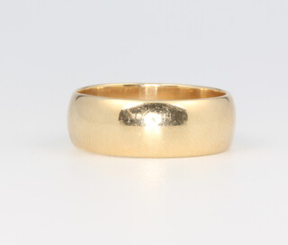 A 14ct yellow gold wedding band, size P, 5.8 grams