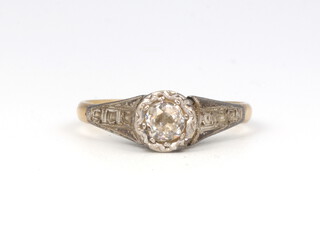 A yellow metal single stone diamond ring approx. 0.02ct, size U, 2.2 grams 
