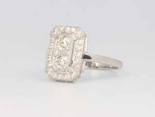 A platinum Edwardian style diamond ring, approx. 0.85ct, size N 1/2, 4.8 grams 