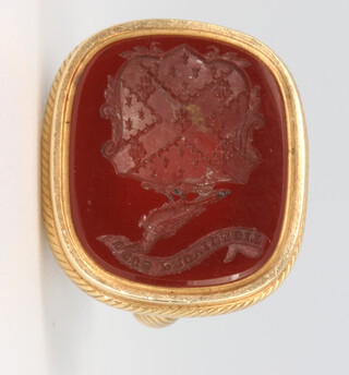 A 19th Century yellow metal cut bloodstone seal 