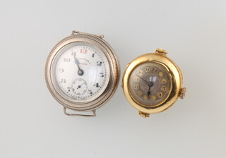 A gentleman's unusual pair cased silver wristwatch with red 12 and seconds at 6 o'clock, inscribed West End Watch Co., contained in a 32mm case together with a lady's 18ct yellow gold cased wristwatch 
