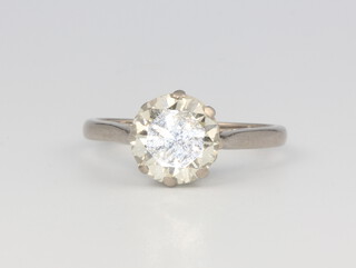 An 18ct white gold brilliant cut single stone diamond ring approx. 2.5ct, 14mm diam. and 5mm deep, size P, 4.4 grams, colour H/I, clarity SI2/SI3 