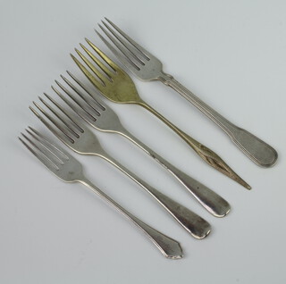 A Sterling silver fork, 4 others, 214 grams 