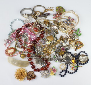 A quantity of vintage and other costume jewellery and watches 