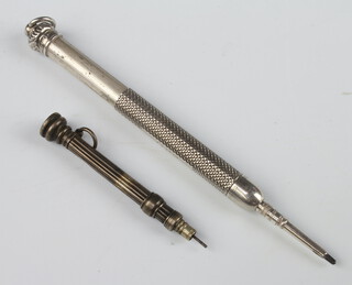 An Edwardian S Mordan & Co silver plated propelling pencil, 1 other 