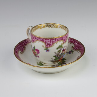 A 19th century Meissen porcelain cup and saucer with fete galante scene