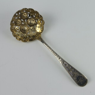 A George IV silver berry sifter spoon, London 1825, rubbed makers marks, 31 grams