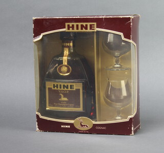 A 68cl bottle of Hine V.S.O.P Vieille fine champagne cognac, boxed with 2 brandy glasses