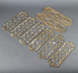 Four pairs of pierced gilt metal finger plates - 1 pair 27cm x 7.5cm and 3 pairs 24cm x 7cm  