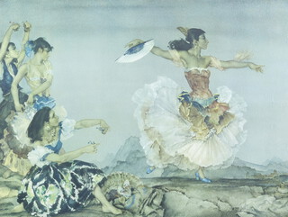 Sir William Russell Flint (1880-1969), coloured print of Spanish Flamenco dancers, signed in pencil 50cm x 66cm 