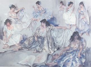 Sir William Russell Flint (1880-1969), coloured print, Spanish ladies, signed in pencil 48cm x 63cm 