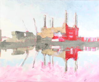 20th Century oil on canvas, unsigned, Battersea Power Station 100cm x 120cm 