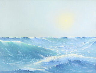 E A Woods (1969), oil on board seascape 42cm x 55cm 