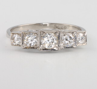 A platinum 5 stone diamond ring 0.80ct 3.6 grams, size O