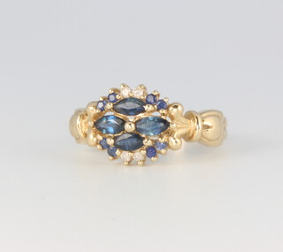 A 9ct yellow gold gem set ring 3.6 grams, size N 